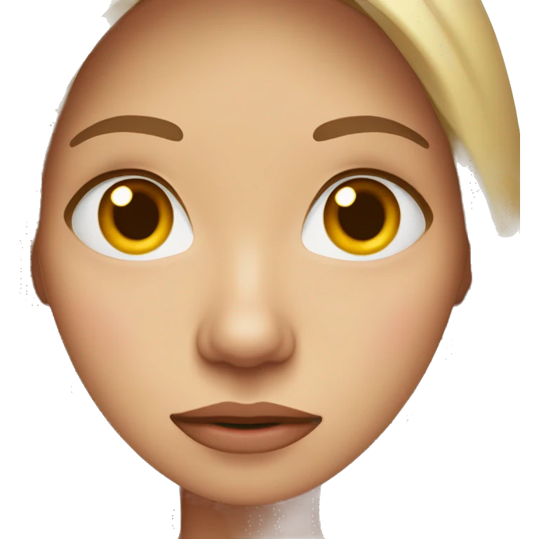 Woman Breathe after crying with watery eyes with light brown hair and flushed with red nose emoji
