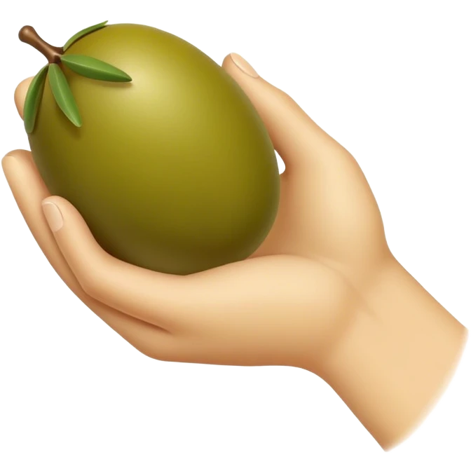 Hand holds 1 green olive emoji