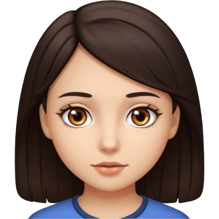 Dark brown hair girl with brown eyes emoji