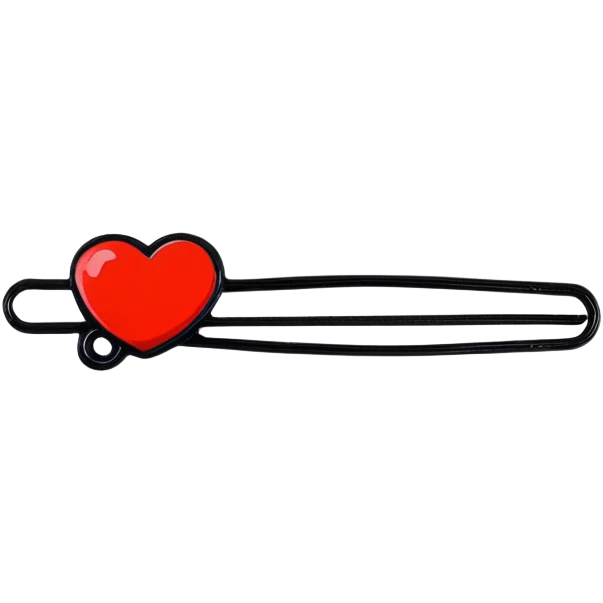 cute bright red hairpin hair clip with small heart decoration emoji