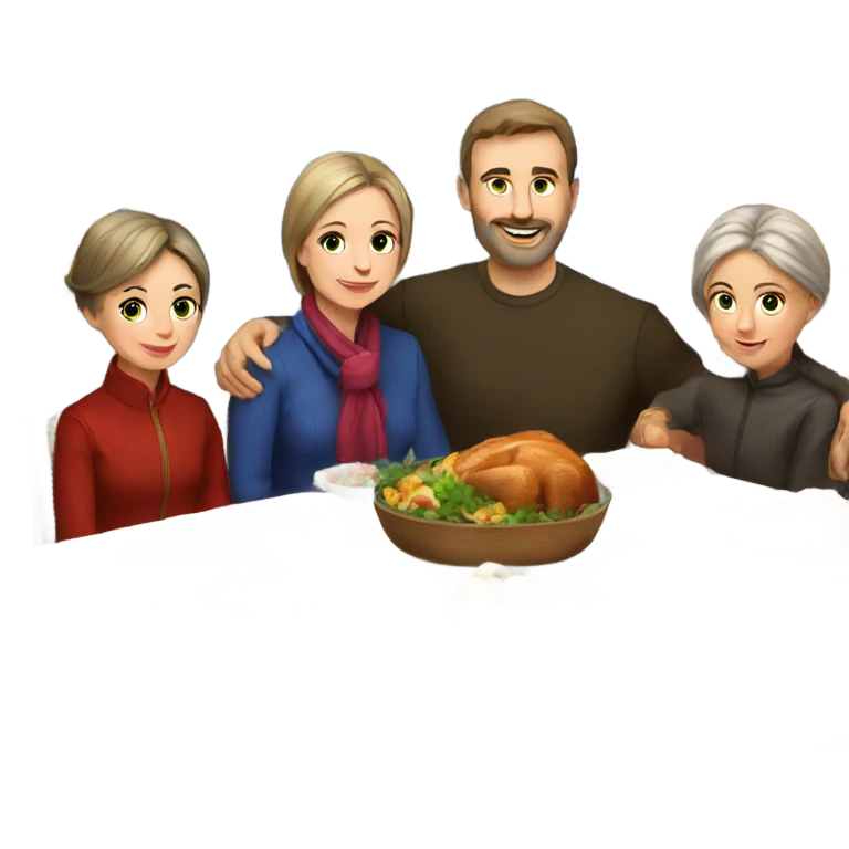 Russian family sitting at the New Year's table emoji