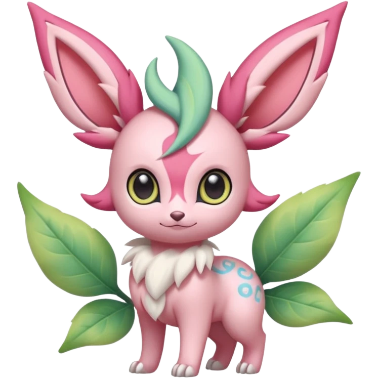 Rosy floral romantic cute kawaii Ivy-Sylveon-Celebi-Leafeon-Pokémon-Digimon-Fakémon-hybrid-fusion-creature emoji