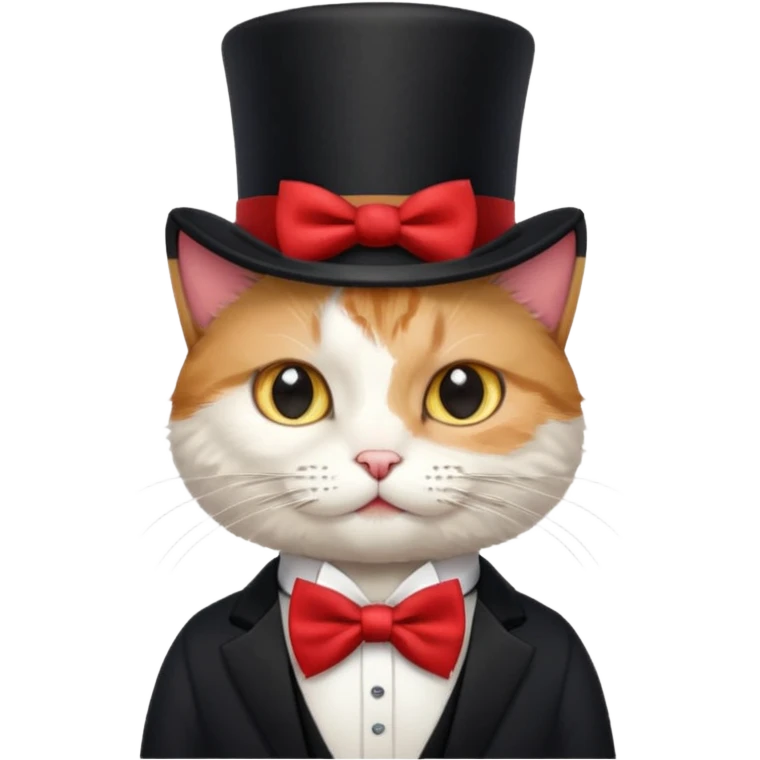 Cat  and wearing a top hat and a bow tie emoji