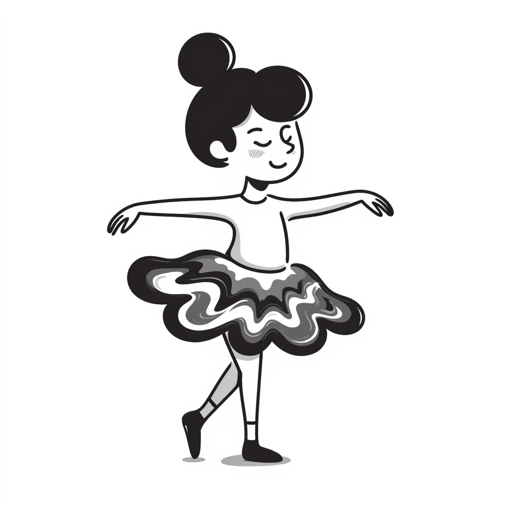 Whimsical ballerina made of coffee and milk foam, pirouetting gracefully emoji