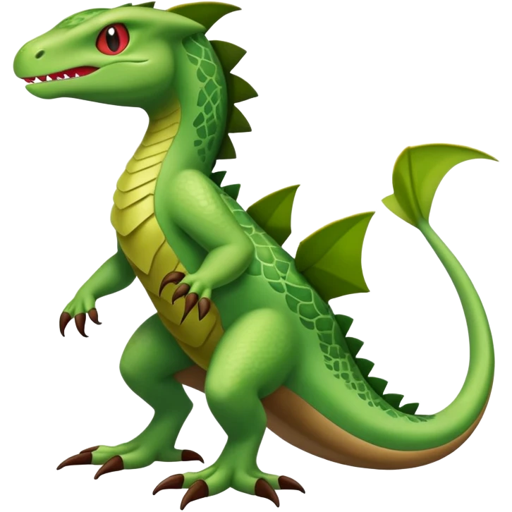 Larvitar-Axew-Grovyle-hybrid-Fakémon-creature (full body) emoji