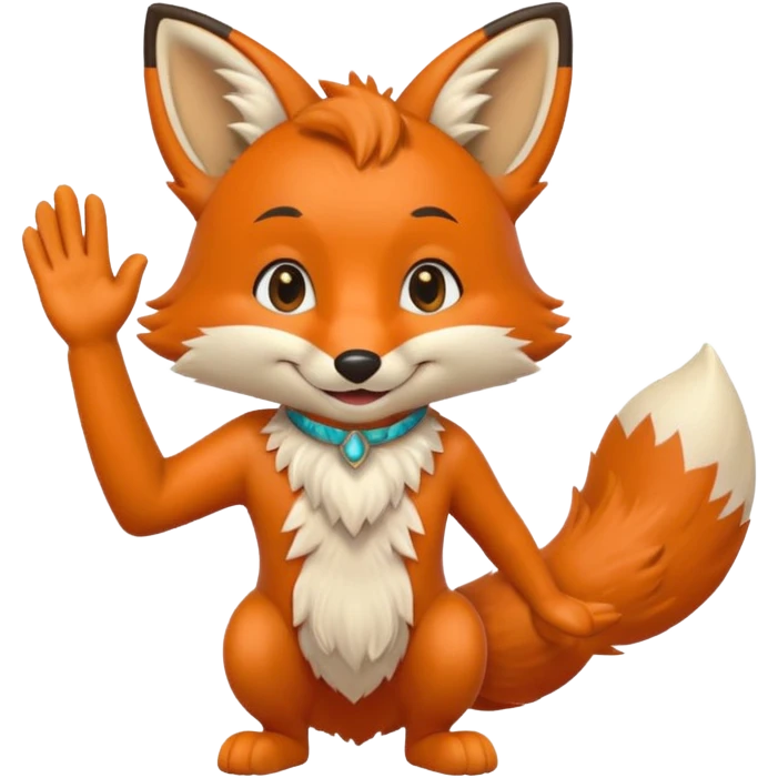 Anthro Fox waving emoji