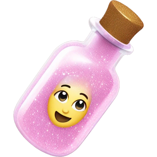 light pink glitter in a little magical looking bottle oval emoji