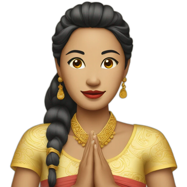 balinese woman in traditional dress and cover hand emoji