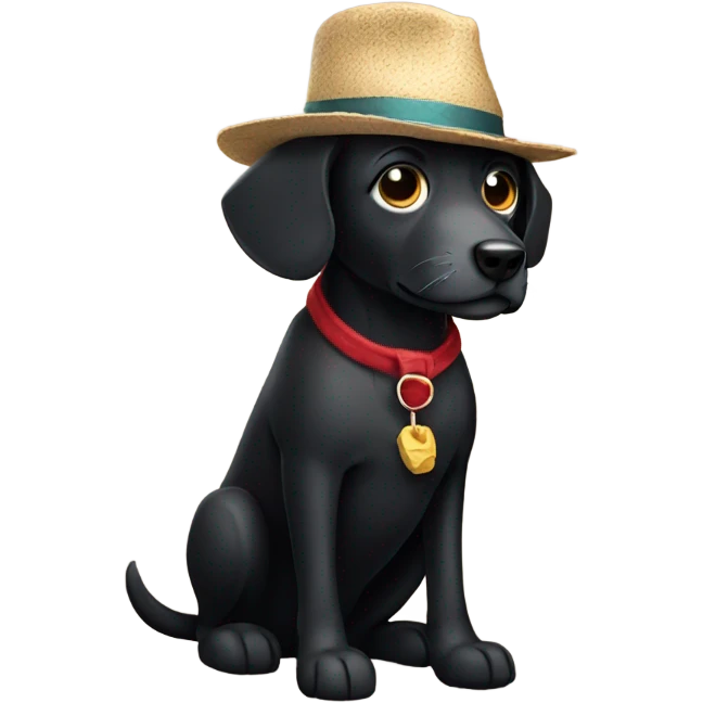 Black dog with hat emoji