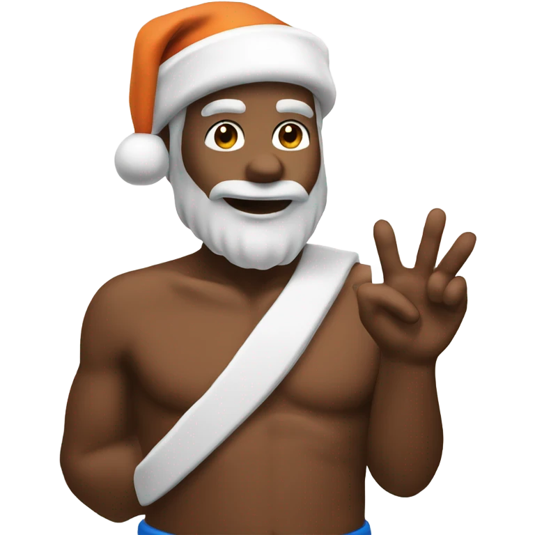 Islander brown Santa throwing up a Shaka sign emoji