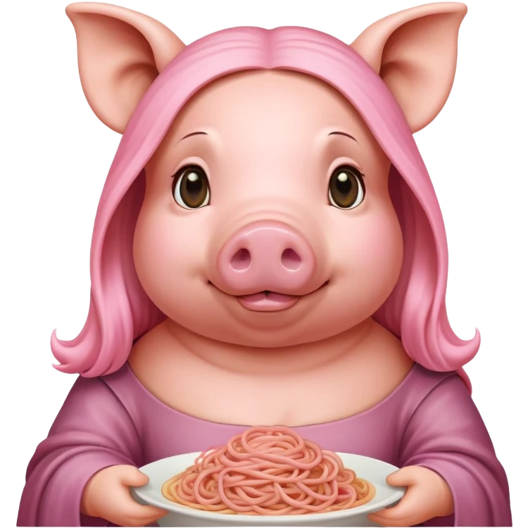   renaissance monalisa pig with pink spaghetti background  emoji