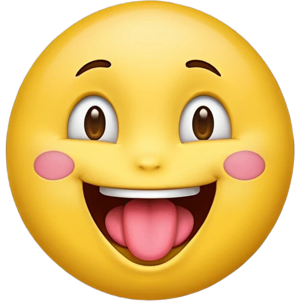Emoji with its tounge out smiling whilst looking up emoji