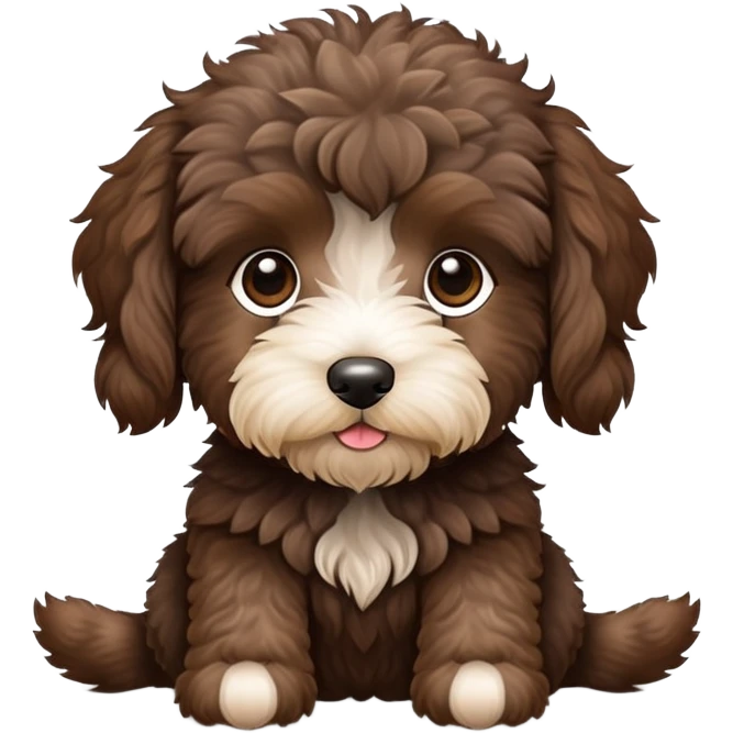 Dark brown Australian labradoodle with goals  puppy emoji