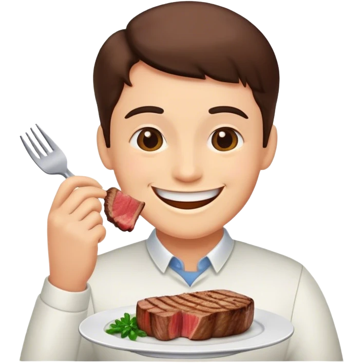 스테이크 먹고있는 스마일 emoji