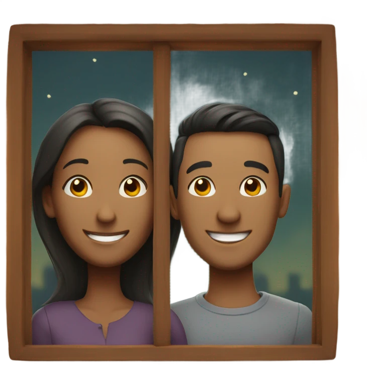 smiling couple by lantern window emoji