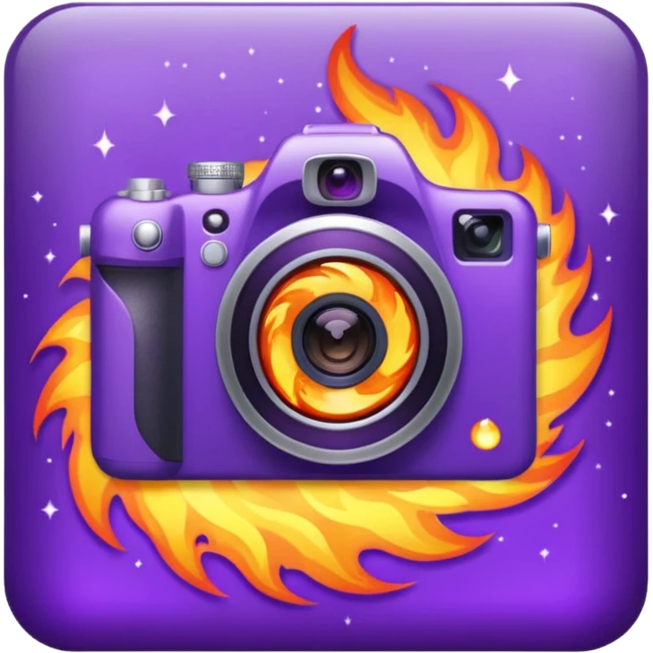 Glitter Fire Camera Purple emoji