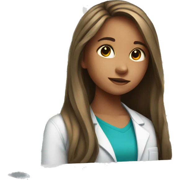 young girl with long hair working in a pharmacy emoji