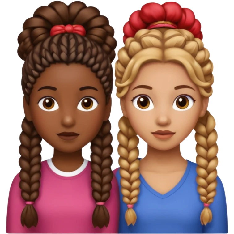 
- Two Brown Girls with Extension Braids:

- One Brown Girl with Hair Up:

- One Mixed Girl with Long Curly Hair:
- One Girl with Long Brunette Roots and Strawberry Blonde Ends: emoji