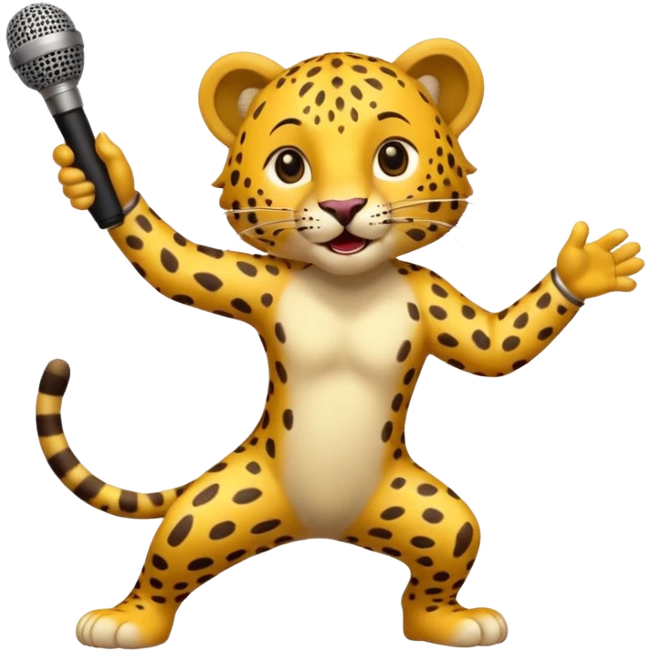 leopard der tanzt mit mikro emoji