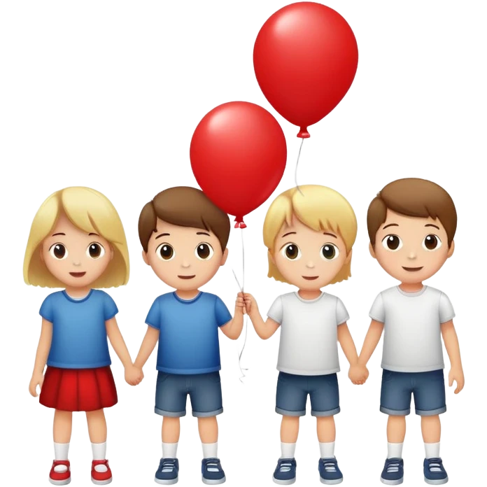 5 white kids boys and girls  letting 1 ballon go emoji