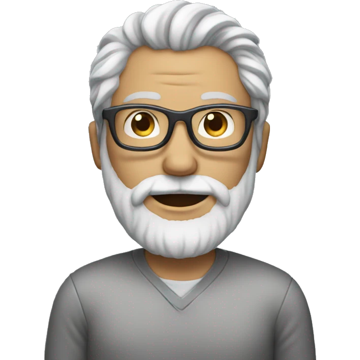 Middle aged man with glasses and salt and pepper hair and beard  emoji