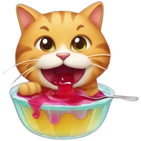 A cat eating a jelly  emoji