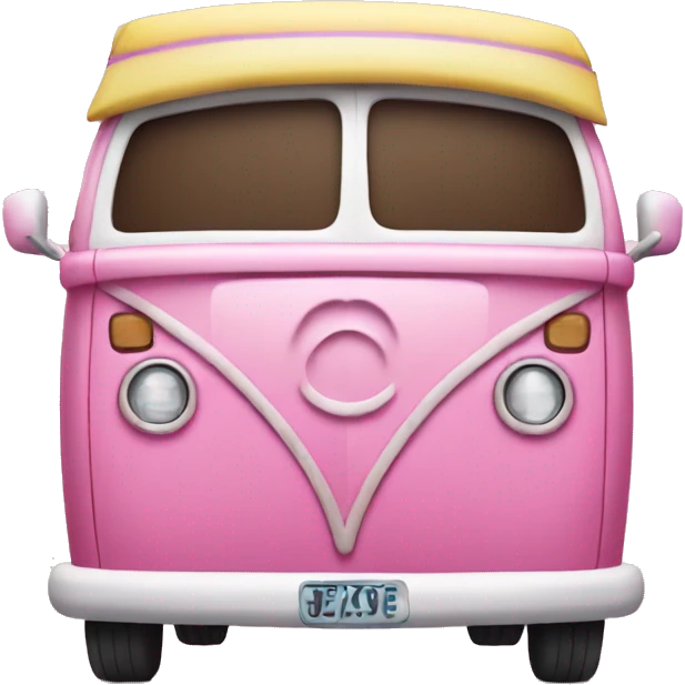 Pink van with a surf board emoji