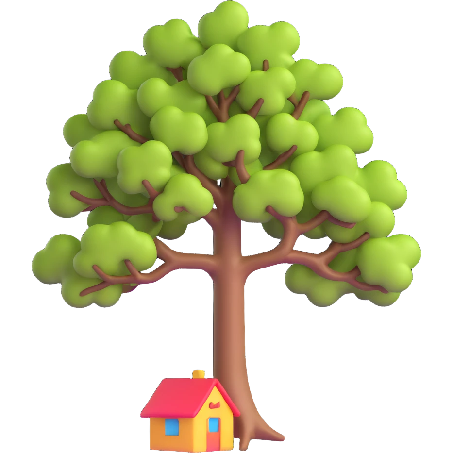 playful and colorful tree hanging from a roof emoji