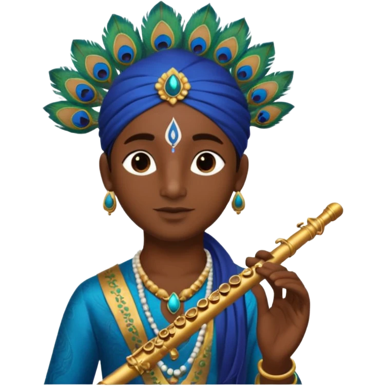 Krishna flute with peacock feather  emoji