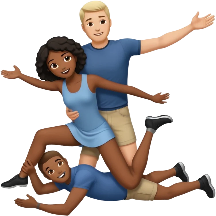 interracial couple where white man is holding black woman off the ground arms supporting her back and under her knees emoji