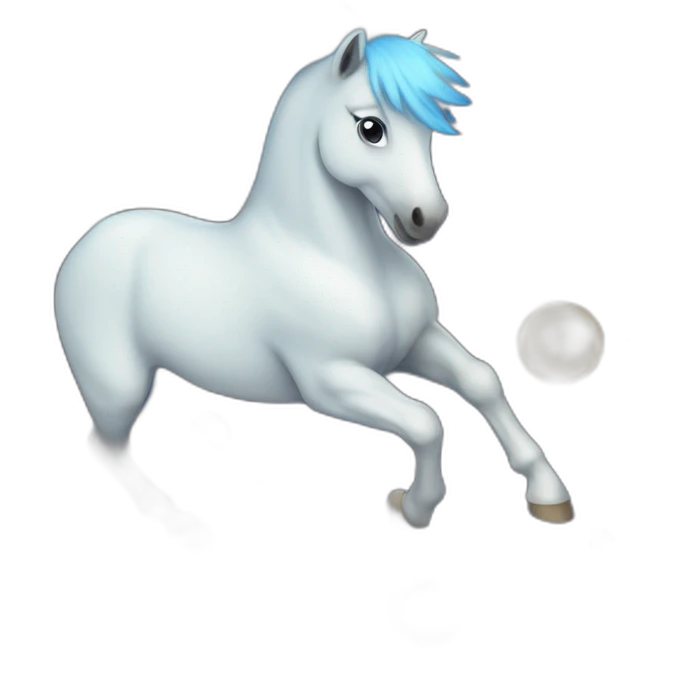 Blue Pony running in moon emoji