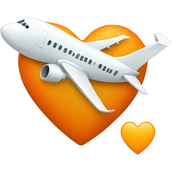 Orange heart with an airplane flying away from it emoji
