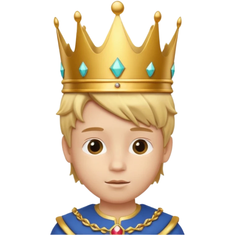 Royal Kid boy with fancy crown head 3d face emoji
