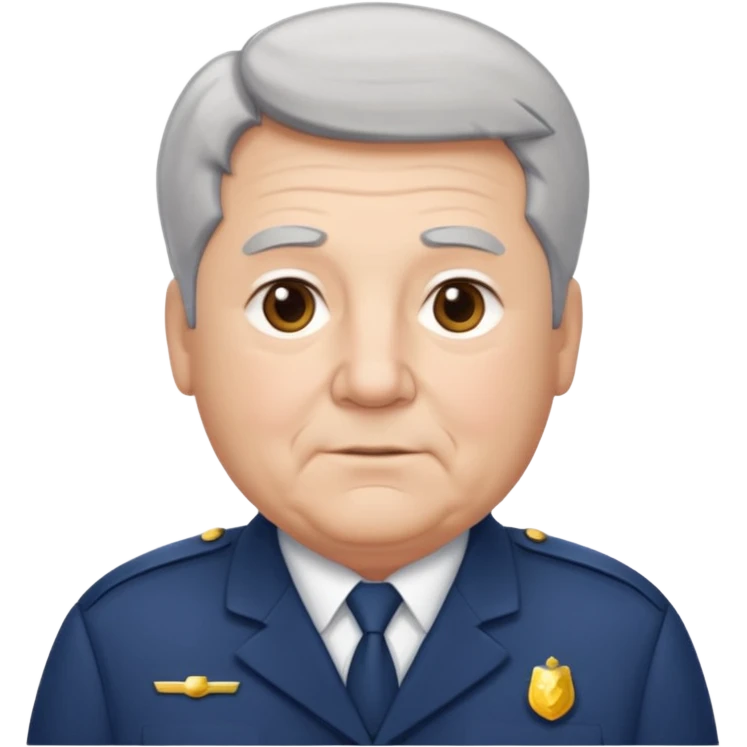 Older Male: gray hair at sides, slight wrinkles, wearing uniform, lightly obesity emoji