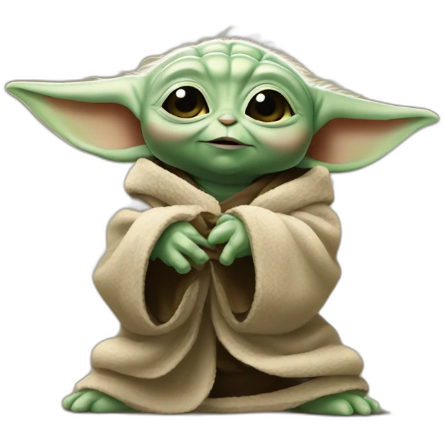 baby yoda kicking to goal to another baby yoda emoji
