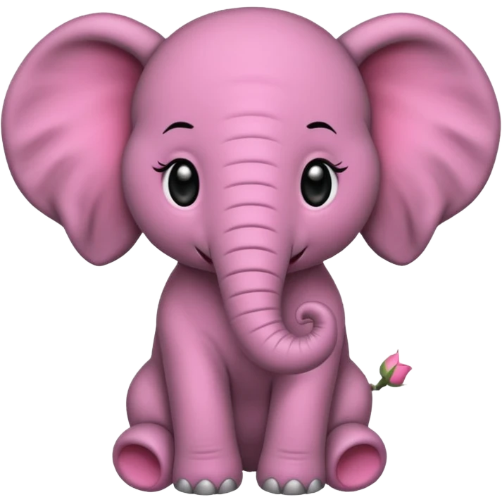 Un bébé éléphant tout rose avec des cheveux noirs emoji