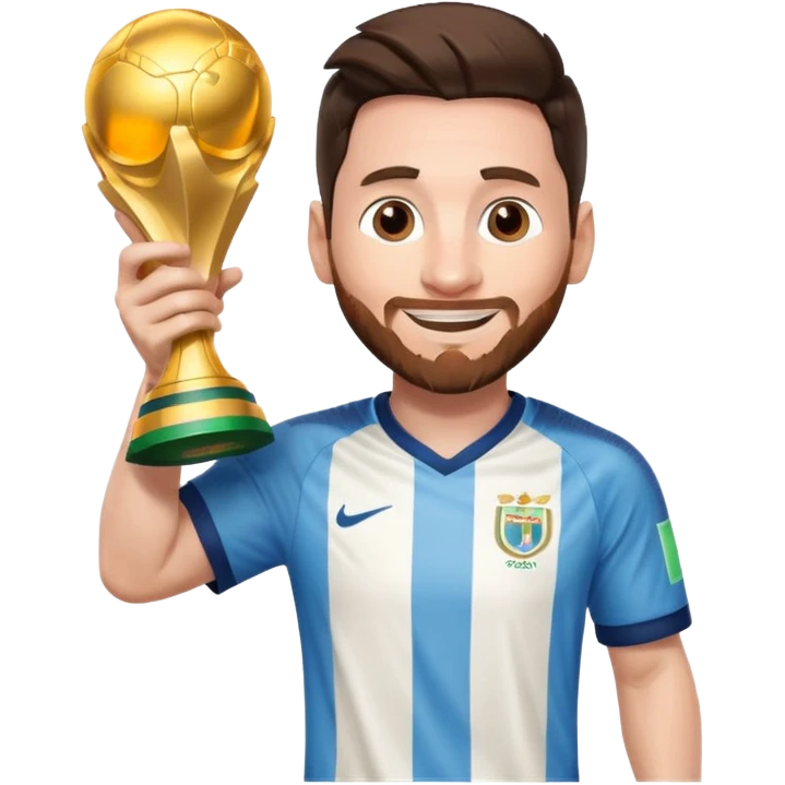 Messi holding the world cup trophy emoji