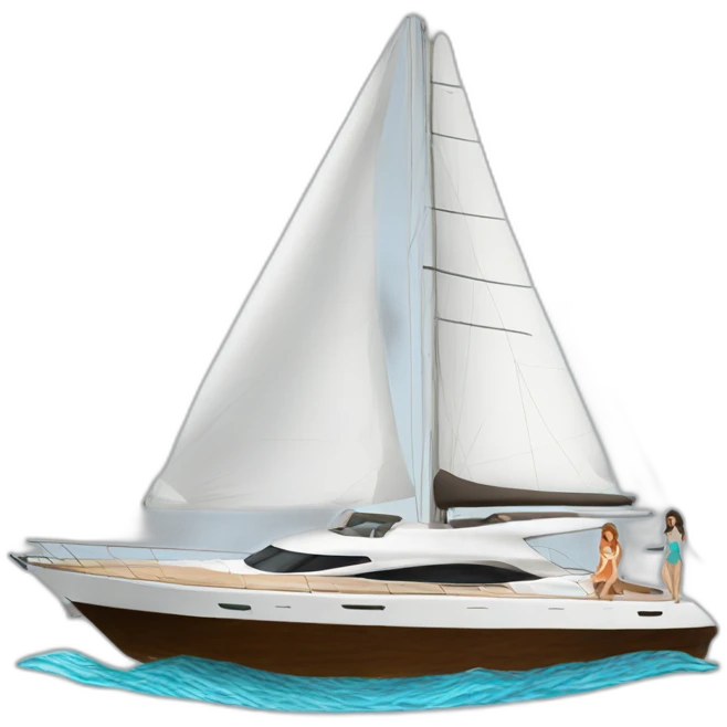 yacht with two women emoji