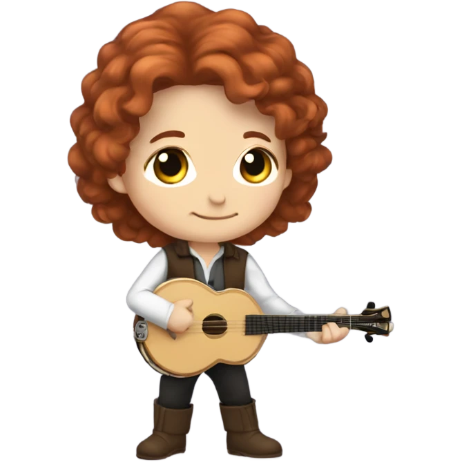Vivaldi middle aged auburn hair chibi standing banjo  emoji