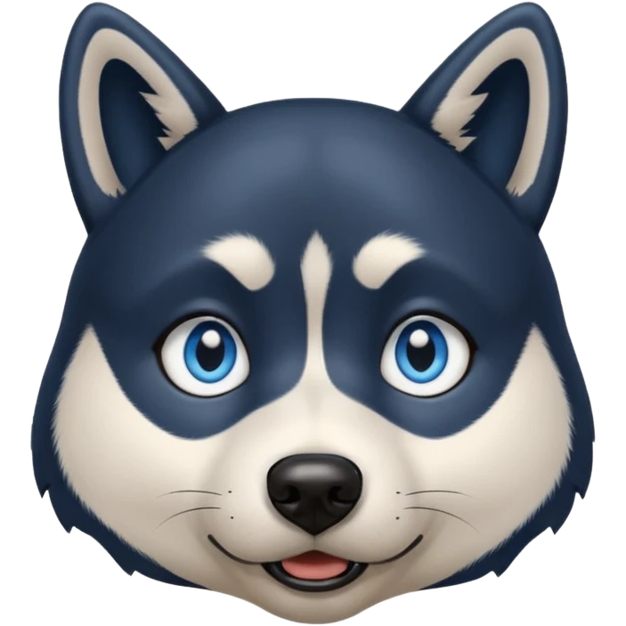Dark black Husky with blue eyes with a very confused look on his face emoji
