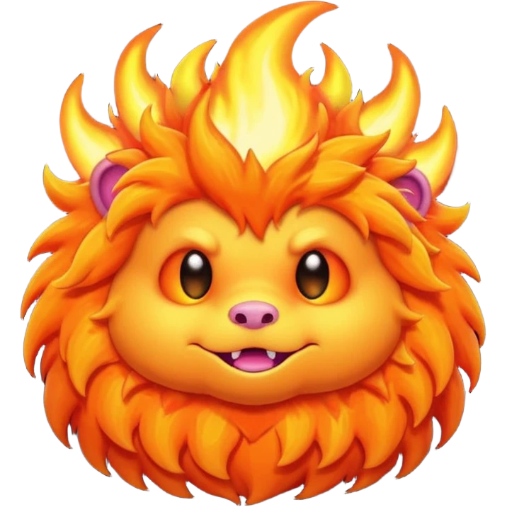 Sleepy cute fluffy flaming monster  emoji