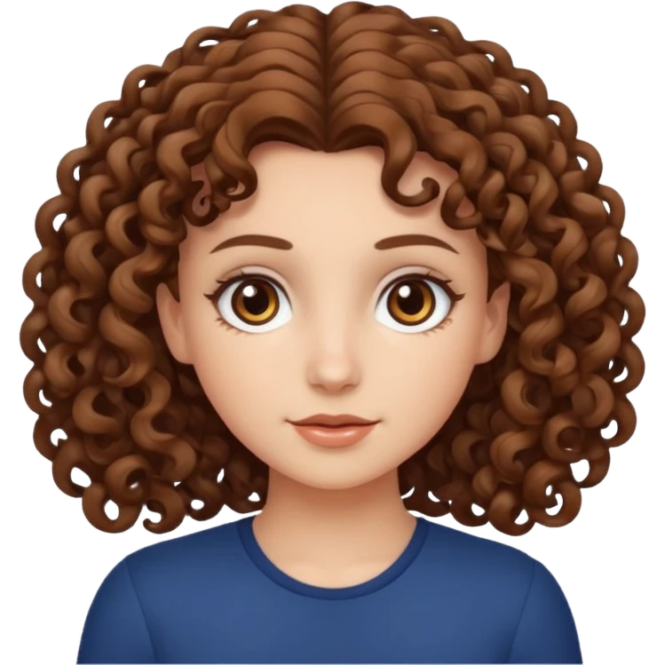 white girl with curly hair brown emoji