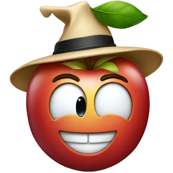 apple emoji smiling with hat on emoji