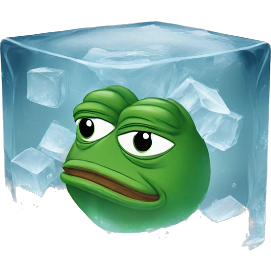 pepe the frog inside an icecube emoji