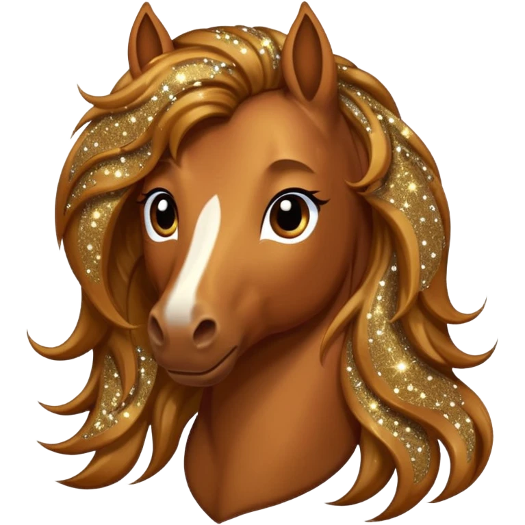 Brown horse with glitter in its hair emoji