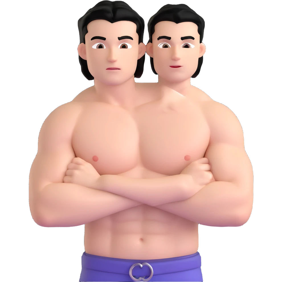 young white man with black hair, muscular, shirtless with prominent nipple piercings, nipple rings emoji