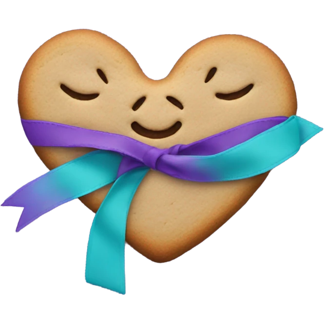 Purple teal Suicide awareness ribbon, heart cookie emoji