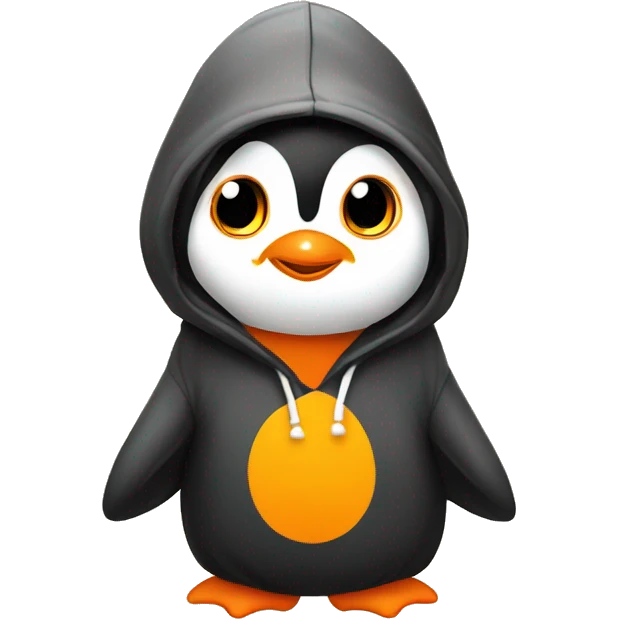 Head Little Cute Stylized Penguin with Hoodies Yellow Orange emoji