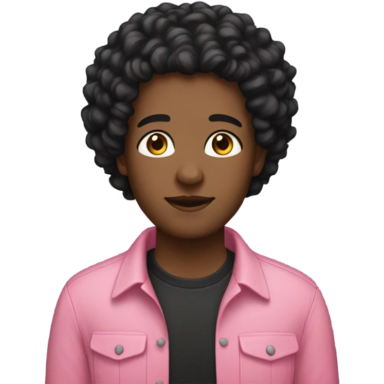 Person, black curly hair, black person, pink shirt  emoji