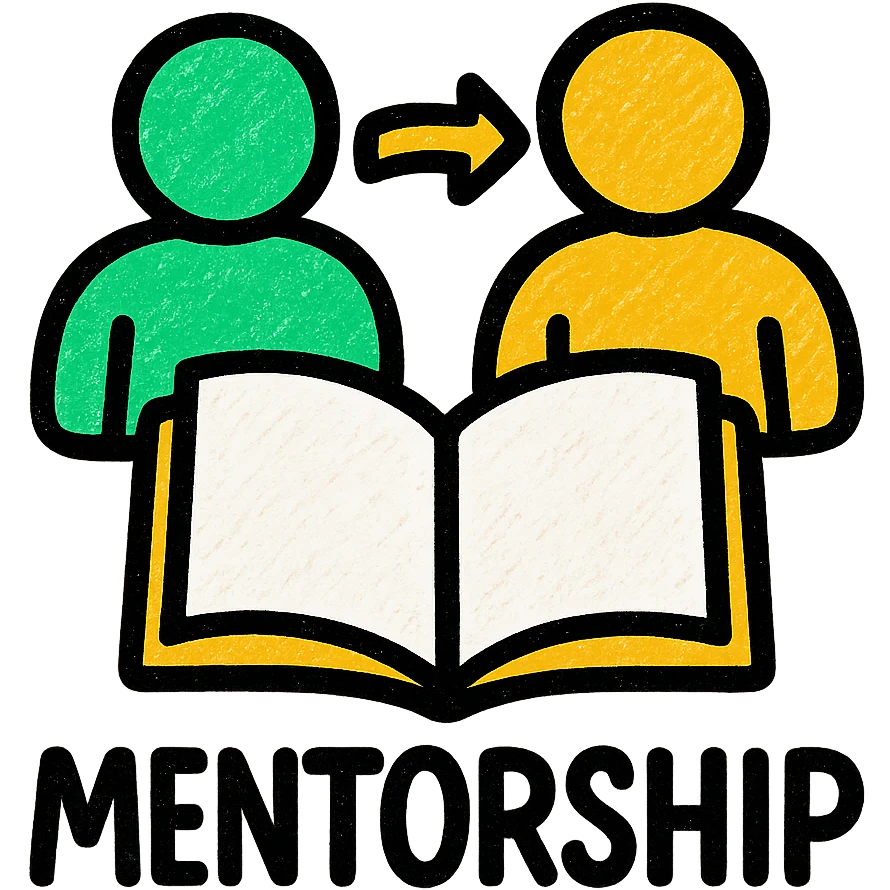 mentorship icon, modern look, green gold and white color scheme, rounded shapes, simple design emoji